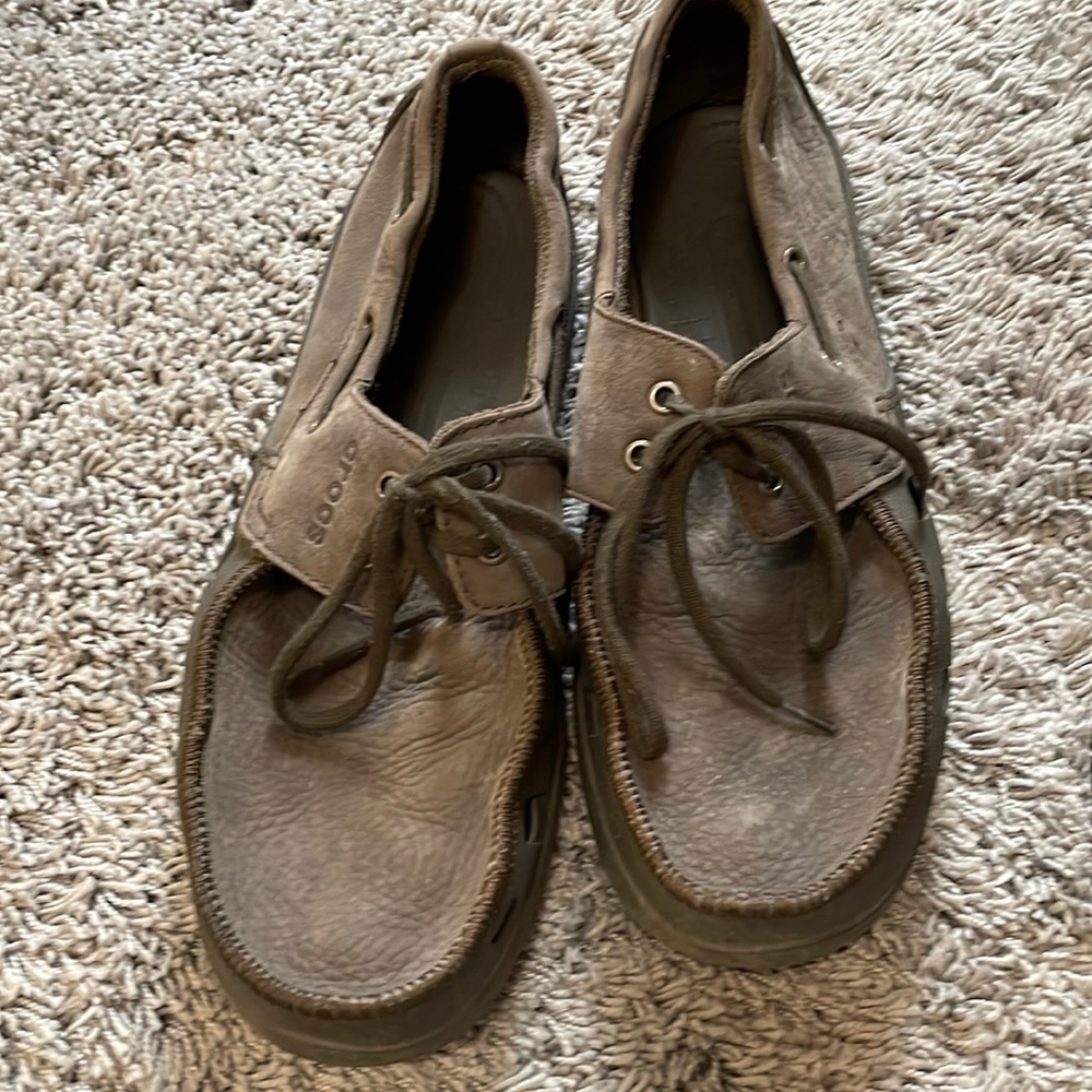 Leather lace up Crocs